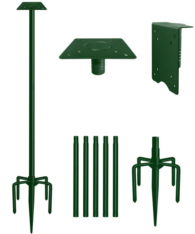 90Inch Heavy Duty Bird House Pole Mount Kit with Frosted, Bird Feeder Pole Kit with 5 Prongs Base and 2 Plates, for Outdoor, Yard, Garden, Black(Birdhouse Not Include)