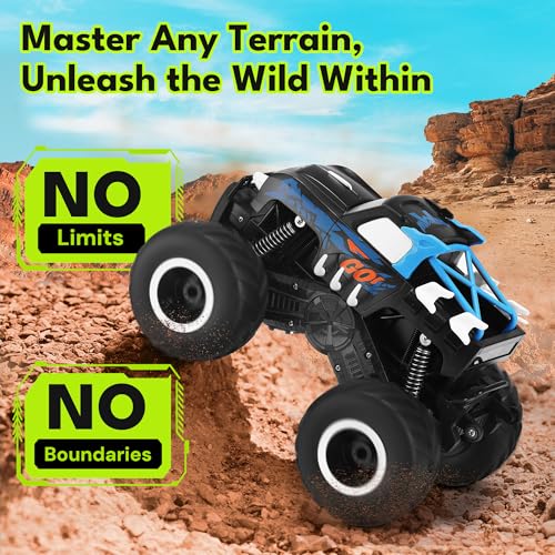 Threeking 1:16 Waterproof Monster Truck Pickup Toys RC Cars Remote Control Car Truck Toys 4WD All Terrain Off-Road Car Toy Gifts Presents 6 7 8 9 10 11 12 Year Old Kids Boys Girls Toys