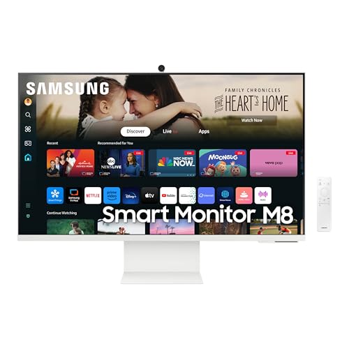 SAMSUNG 32-Inch M8 (M80D) Series 4K UHD Smart Monitor with Streaming TV, Speakers, HDR10+, AI Upscaling, USB-C, Ergonomic Stand, SlimFit Camera, Gaming Hub, LS32DM801UNXZA, 2024