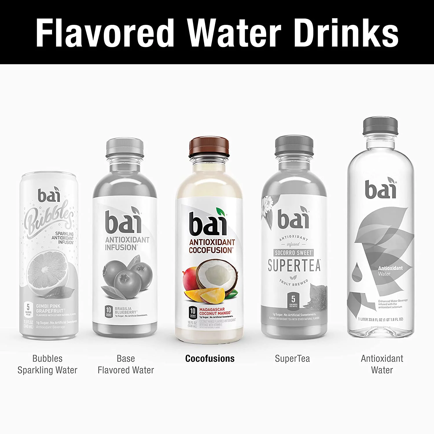 Bai Cocofusions Variety Pack, 18 fl oz bottles, 12 pack
