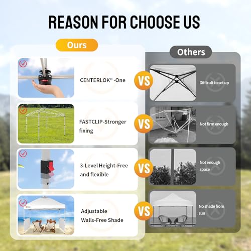 CROWN SHADES 10x10 Pop up Canopy Tent Instant Canopy with 150D Silver Coated Fabric Including 2 Half Sidewalls, 4 Ropes, 8 Stakes, 4 Weight Bags, STO 'N Go Bag, Grid Grey