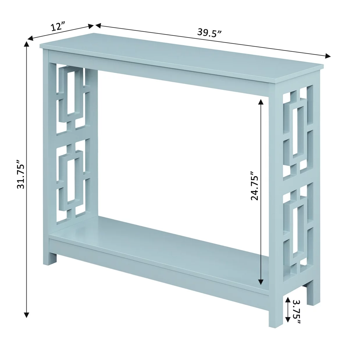 Convenience Concepts Town Square Console Table with Shelf, Sea Foam Blue