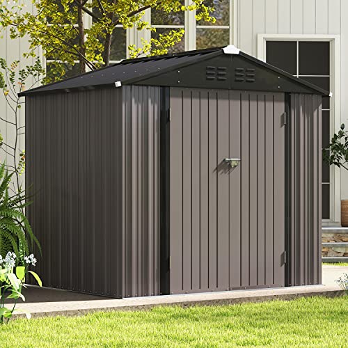 Patiowell 3 x 3 FT Outdoor Storage Shed,Small Garden Tool Storage Shed with Sloping Roof and Single Lockable Door, Outdoor Shed for Backyard Garden Patio Lawn, Grey
