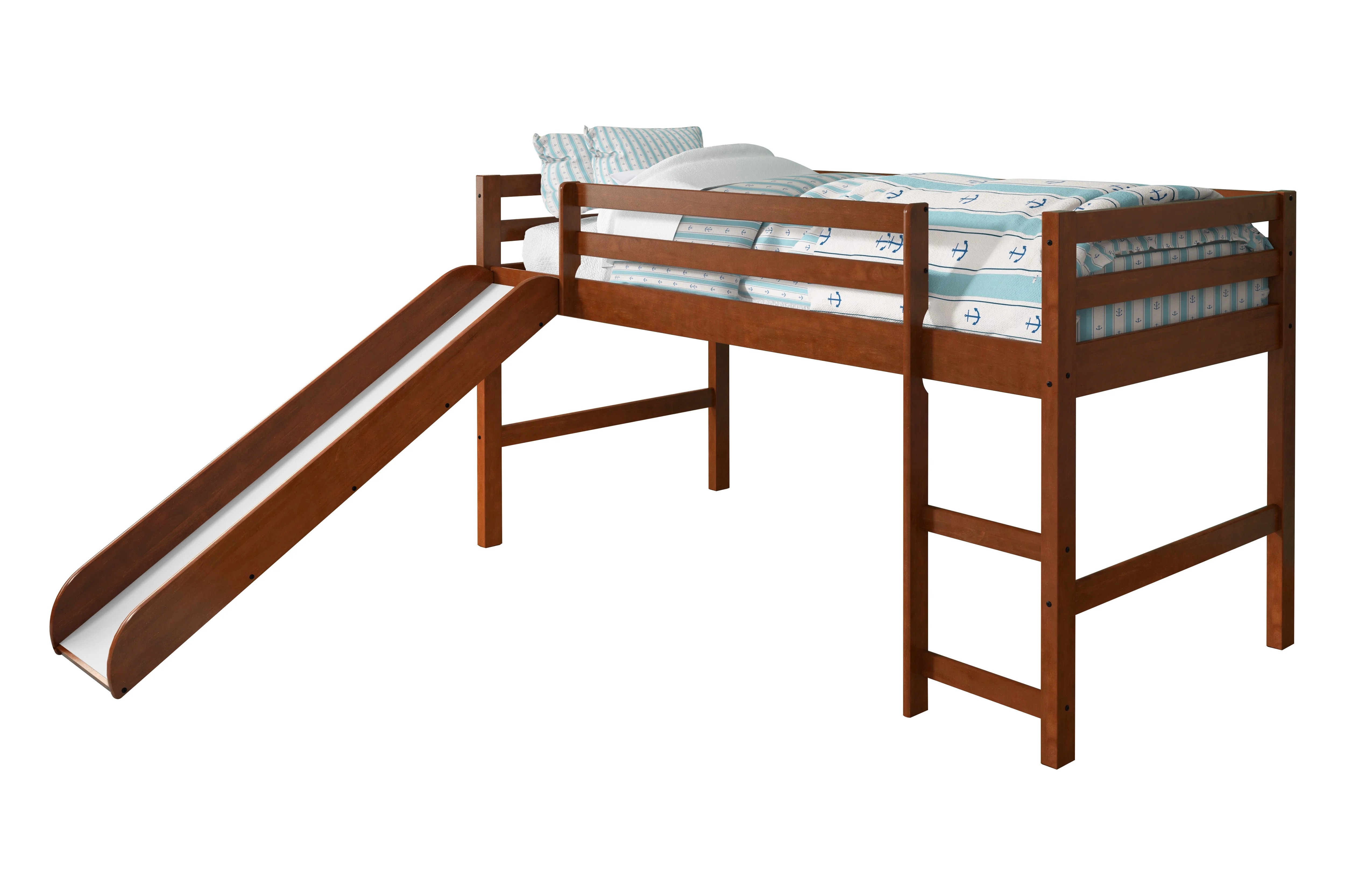 Donco Kids Twin Solid Wood Mission Low Loft Bed in Espresso