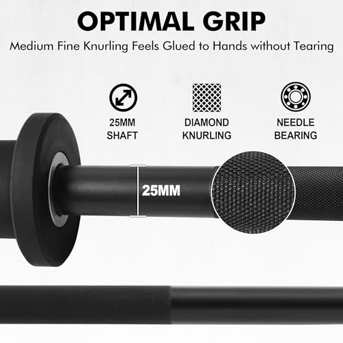 Mikolo 7ft Olympic Barbell, Barbell for Weightlifting and Powerlifting 45lb, Olympic Bar for 1500lbs Capacity, Weight Bar Fit 2” Standard Weights