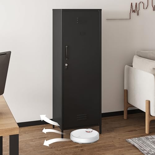 Metal Storage Cabinet, Steel File Locker with 3 Shelves 59.06-inch high for School, Living Room, Bedroom, Office (White)