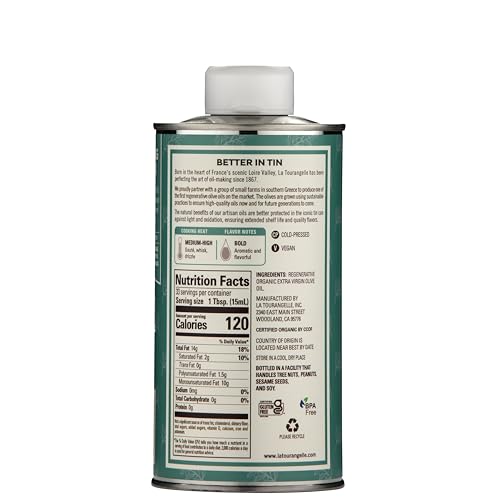 La Tourangelle California Extra Virgin Olive Oil, Cold-Pressed High Antioxidant Olives Single Origin from California, 25.4 Fl Oz
