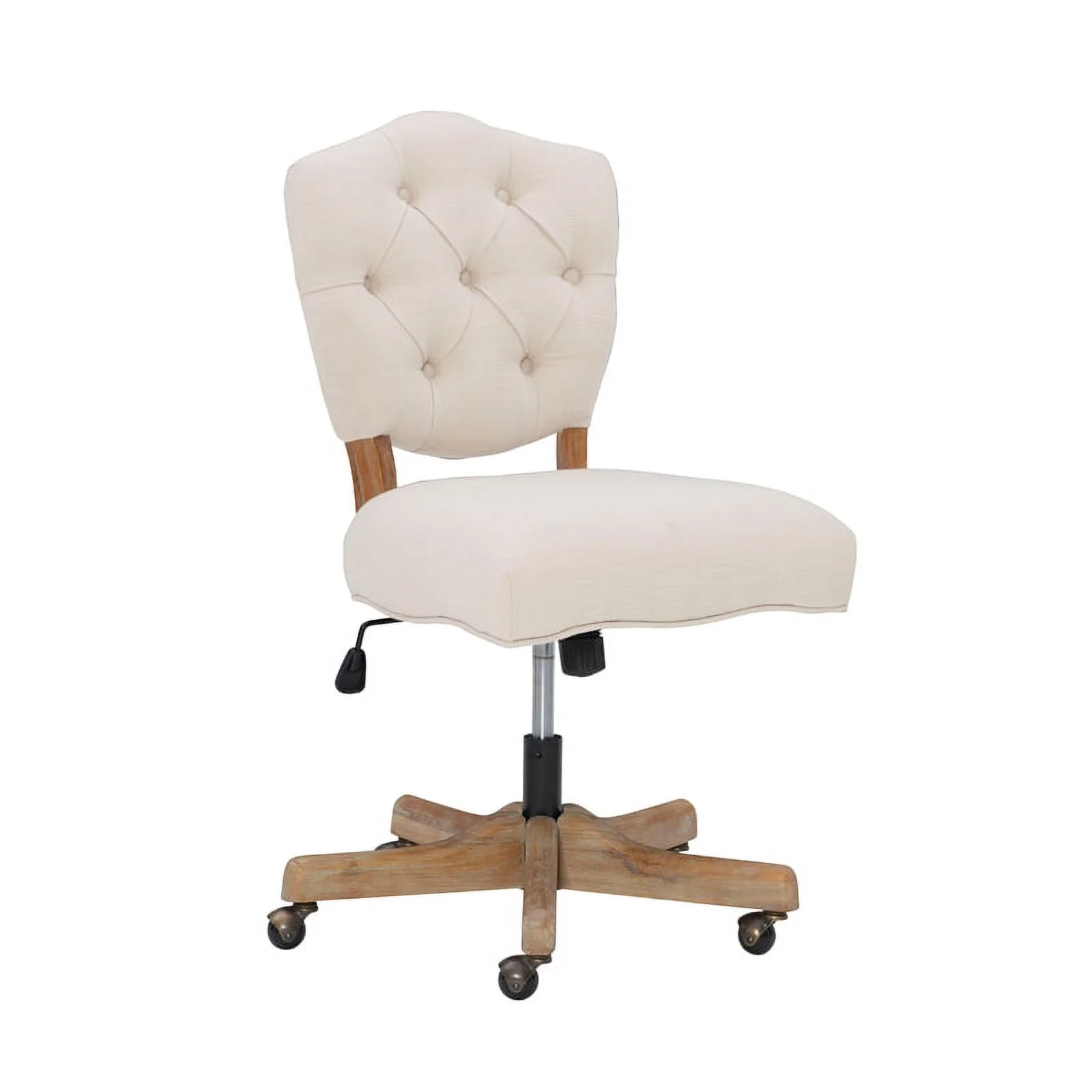 UrbanPro Wood Upholstered Swivel Office Chair in Beige