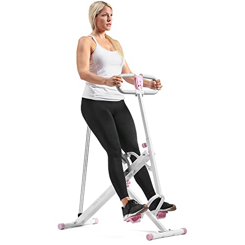 Sunny Health & Fitness Row-N-Ride Squat Assist Trainer, Foldable & Easy Setup Exercise w/Adjustable Resistance, Home Training Machine for Arm, Glute & Leg Workout, Optional Free SunnyFit App Connect