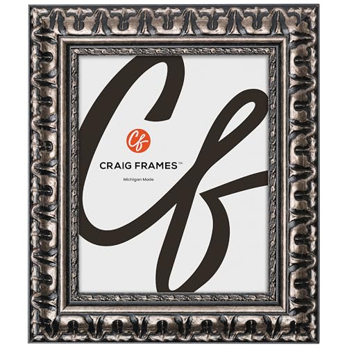 Craig Frames Bravado, 8x10 Picture Frame, Antique Silver
