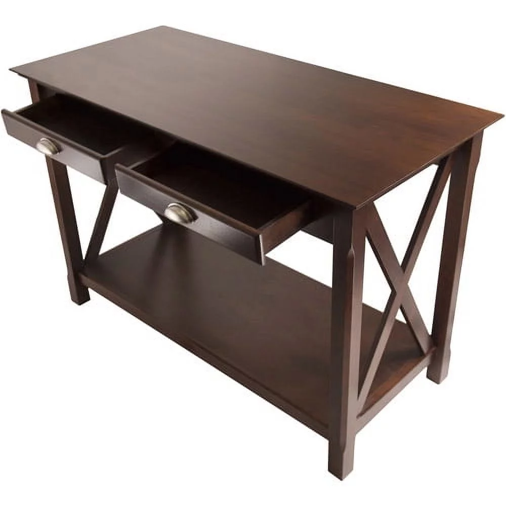Winsome Wood Xola X Panel Console Table with Drawers, Cappuccino