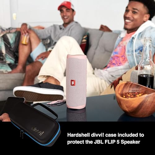JBL Flip 5 (Black) + Bundle with divvi! Protective Hardshell Case