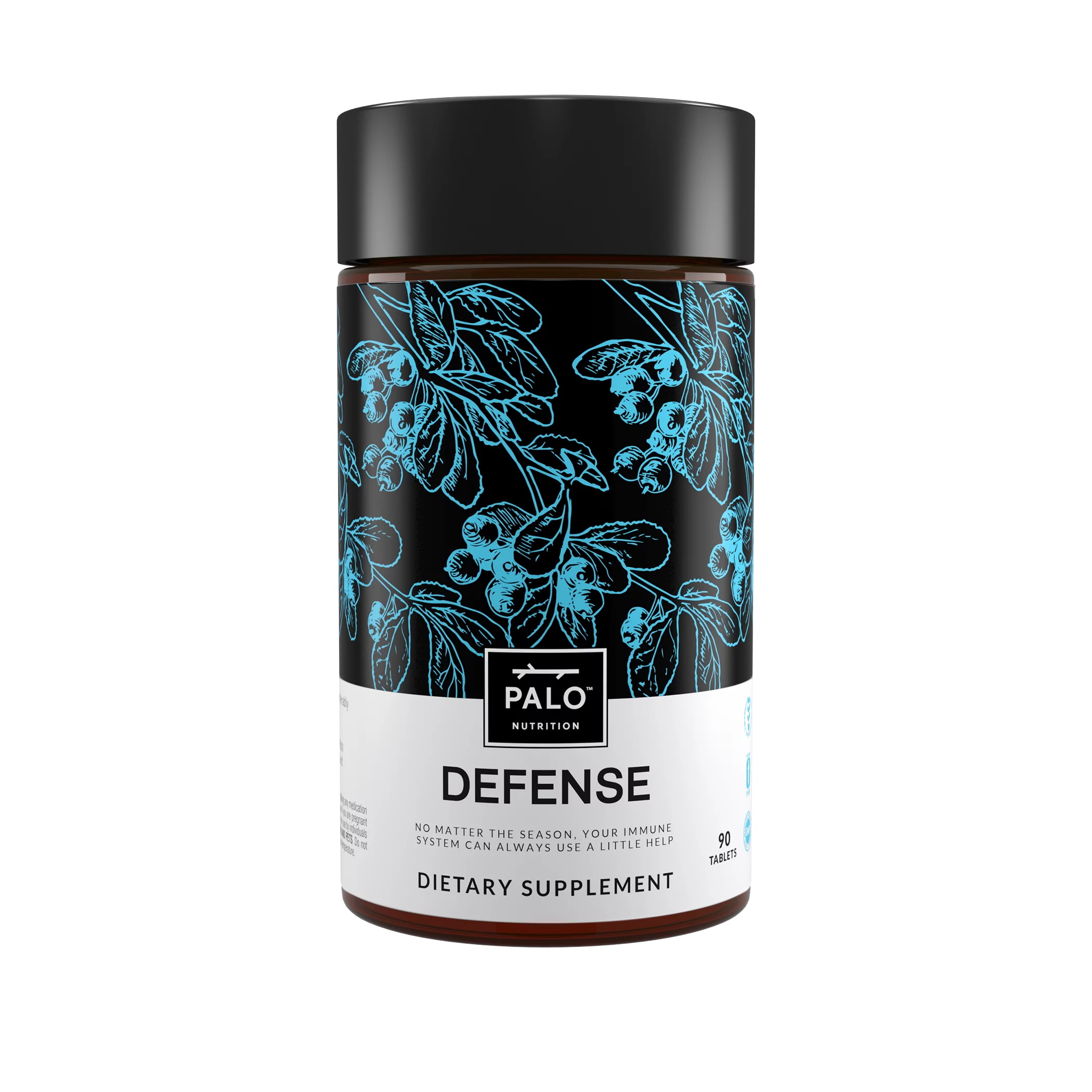 PALO  DEFENSE Herbal Supplement for Immune Support with Zinc, Vitamin C, Elderberry (Sambucus), Berberine HCA, Echinacea, Astragalus and Andrographis 90 tablets