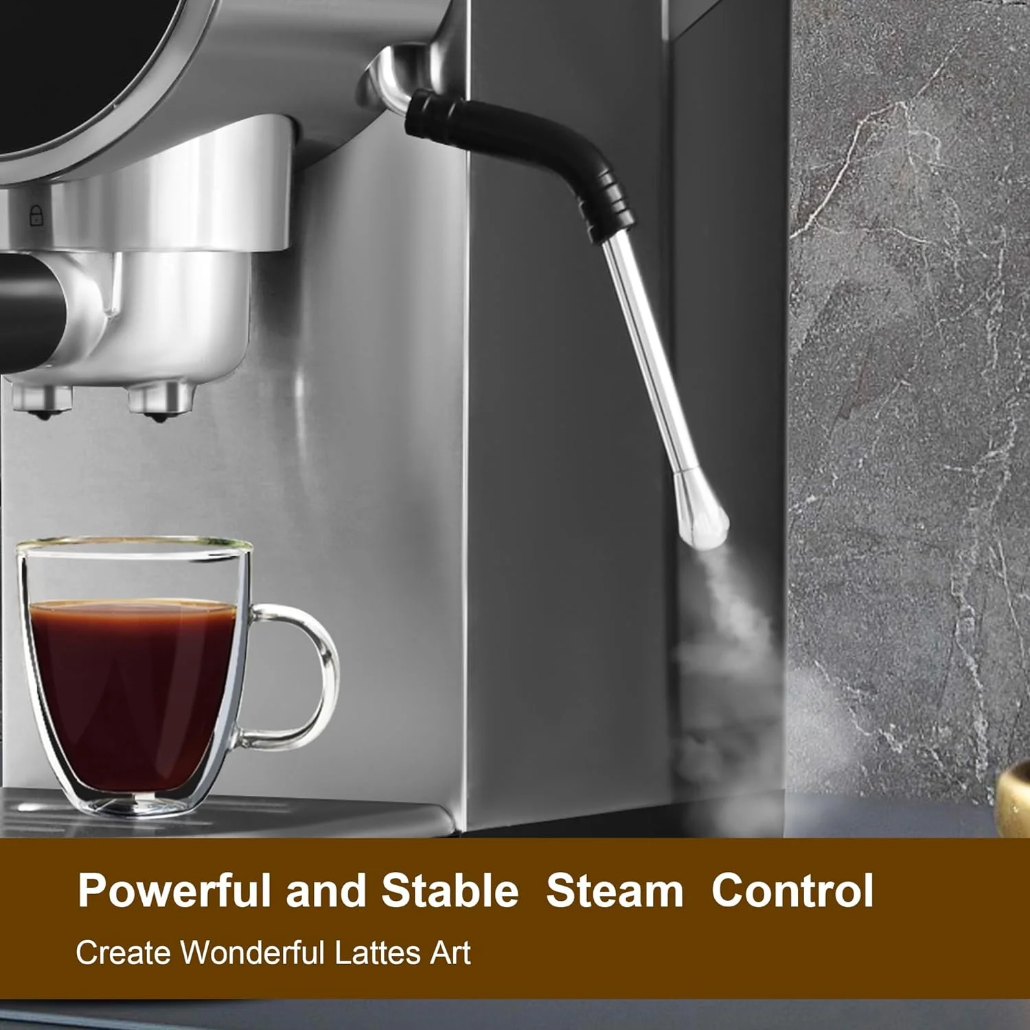 20 Bar Espresso Machine With Milk Frother Wand, Fast Heating, 30 Oz Removable Water Tank, 1360W, Compact Design