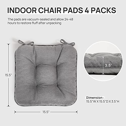 Love's cabin Memory Foam Chair Cushions Set of 4, Outdoor/Indoor Chair Pads for Dining Chairs 4 Pack, Seat Cushions for Kitchen, Dining Room, Office, Patio Chairs, 15.5