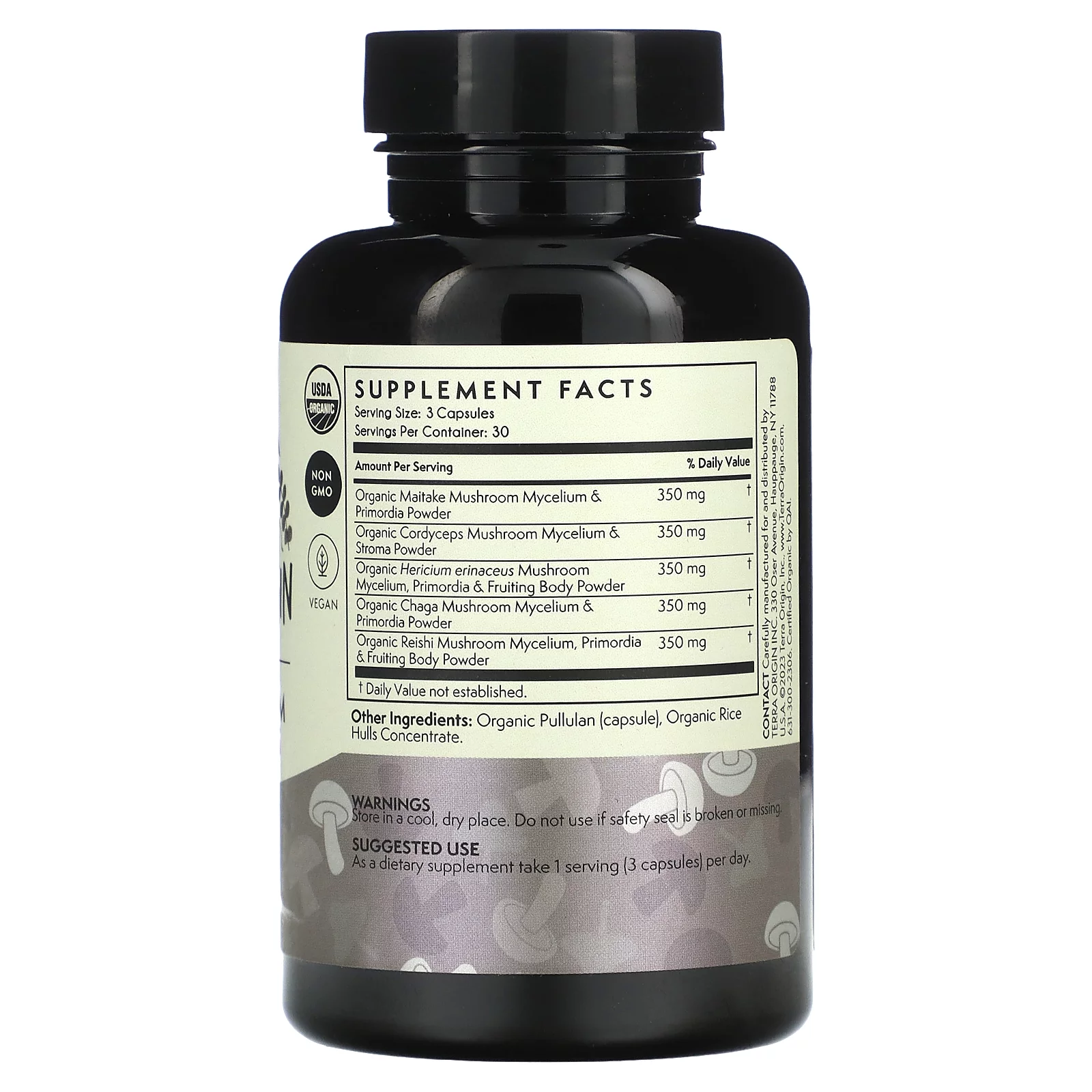 Terra Origin Healthy Mushroom Capsules, 90 Capsules