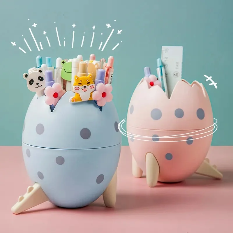 Kawaii dinosaur egg pen holder large capacity cute cartoon desktop stationery storage box office multi-function pen holder