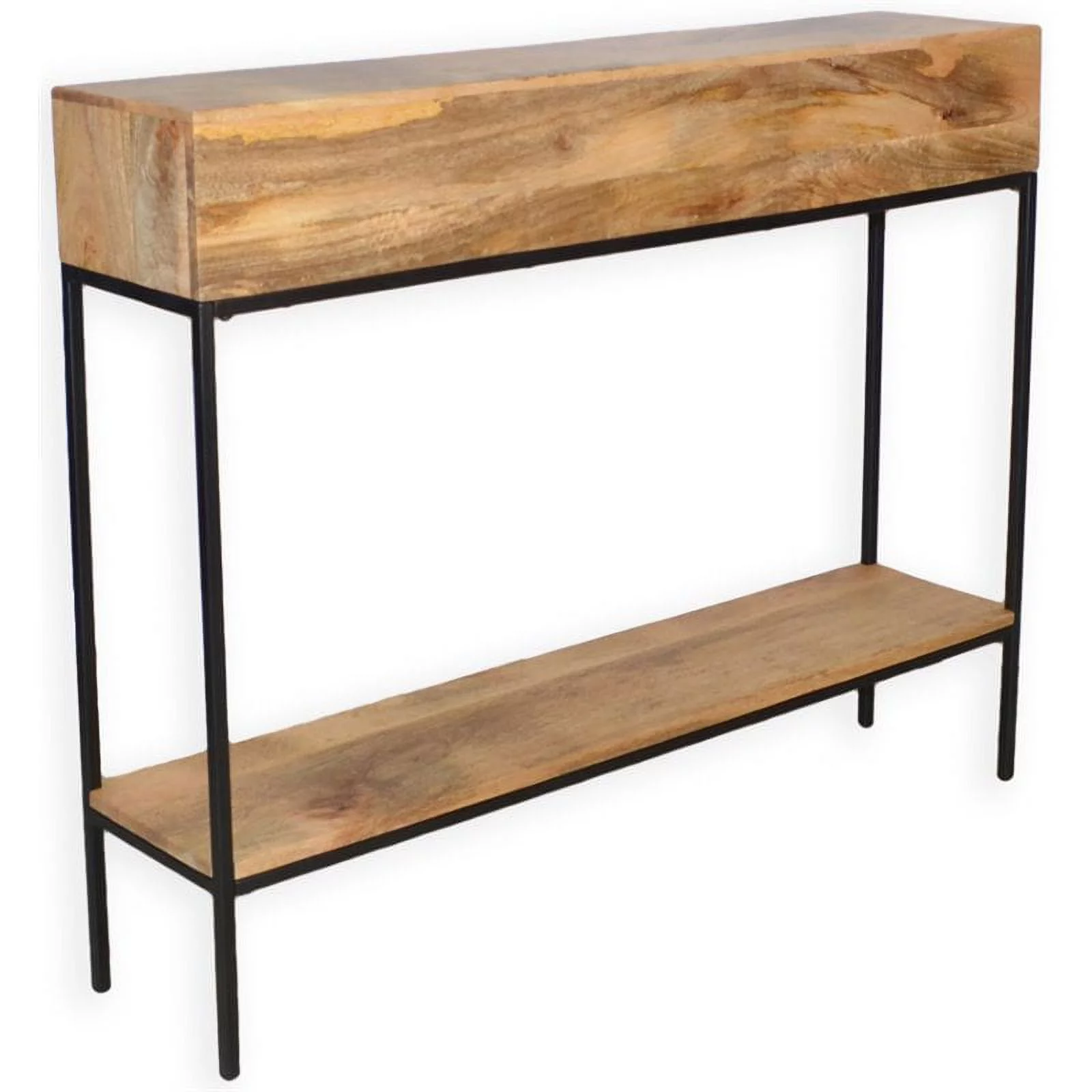 Carolina Classics Edvin Solid Mango Wood Top Console Table in Natural/Black
