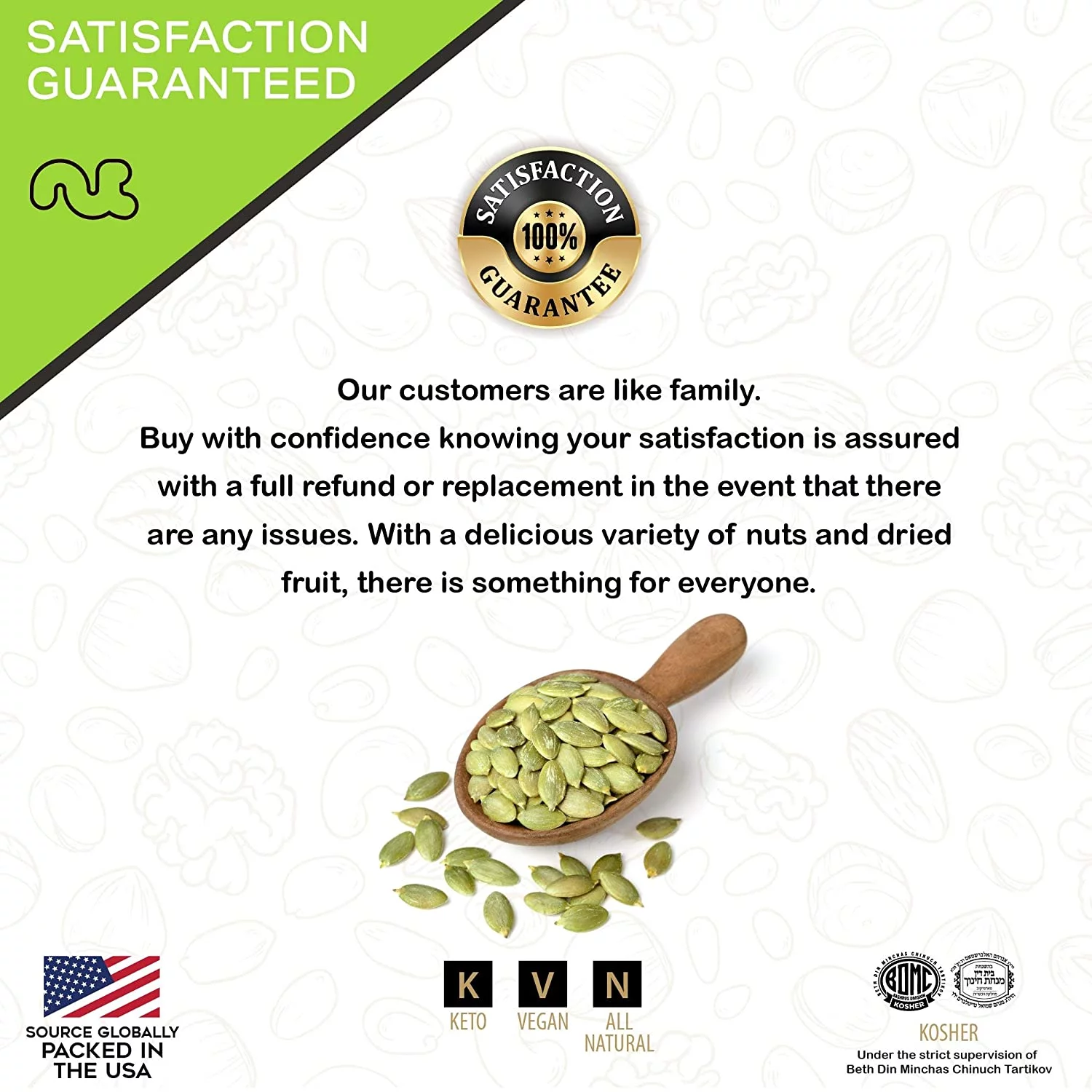 Roasted & Unsalted Pumpkin Seeds, Pepitas, No Shell (3 lbs) by Nut Cravings