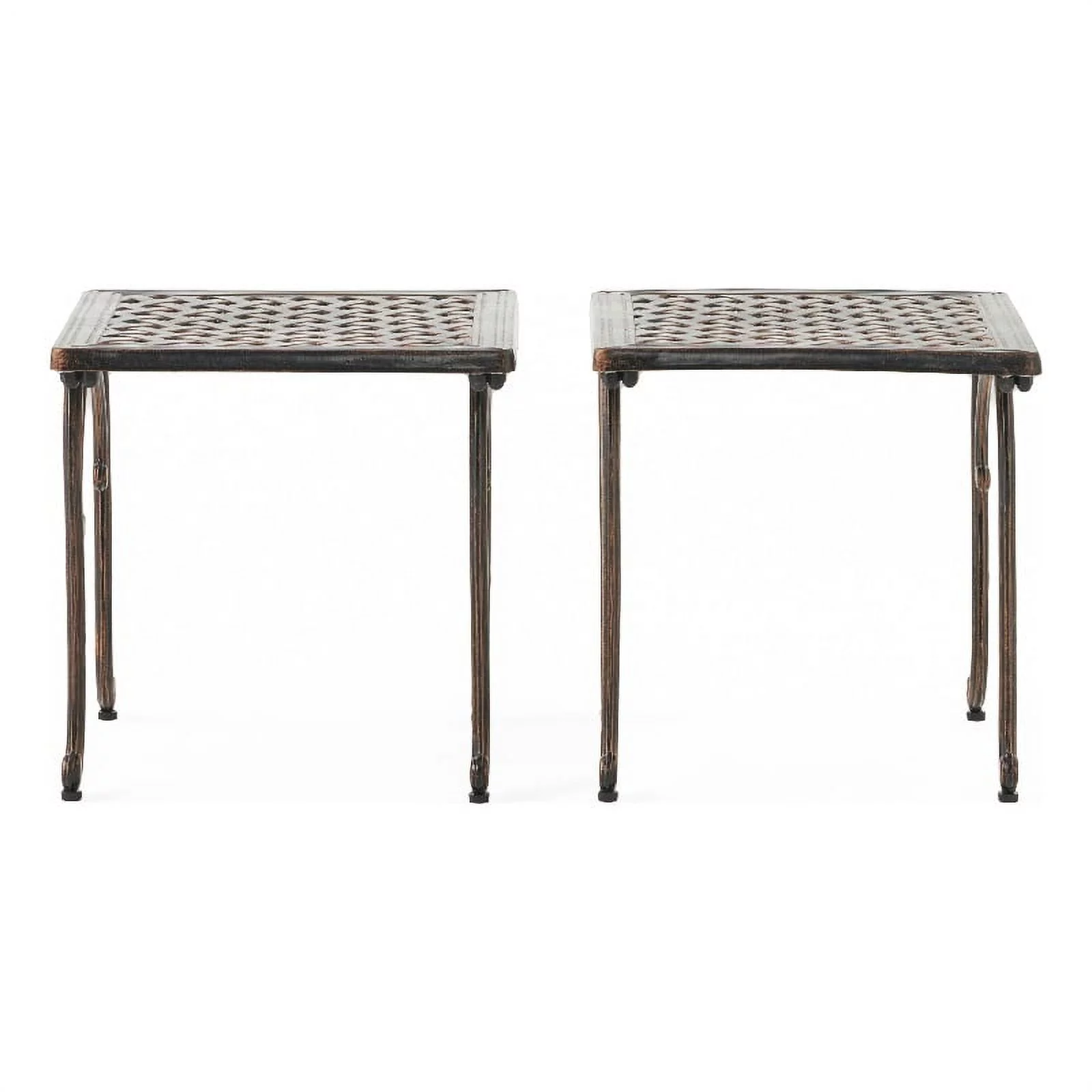 Noble House Mckinley Outdoor Aluminum Side Tables in Shiny Copper (Set of 2)