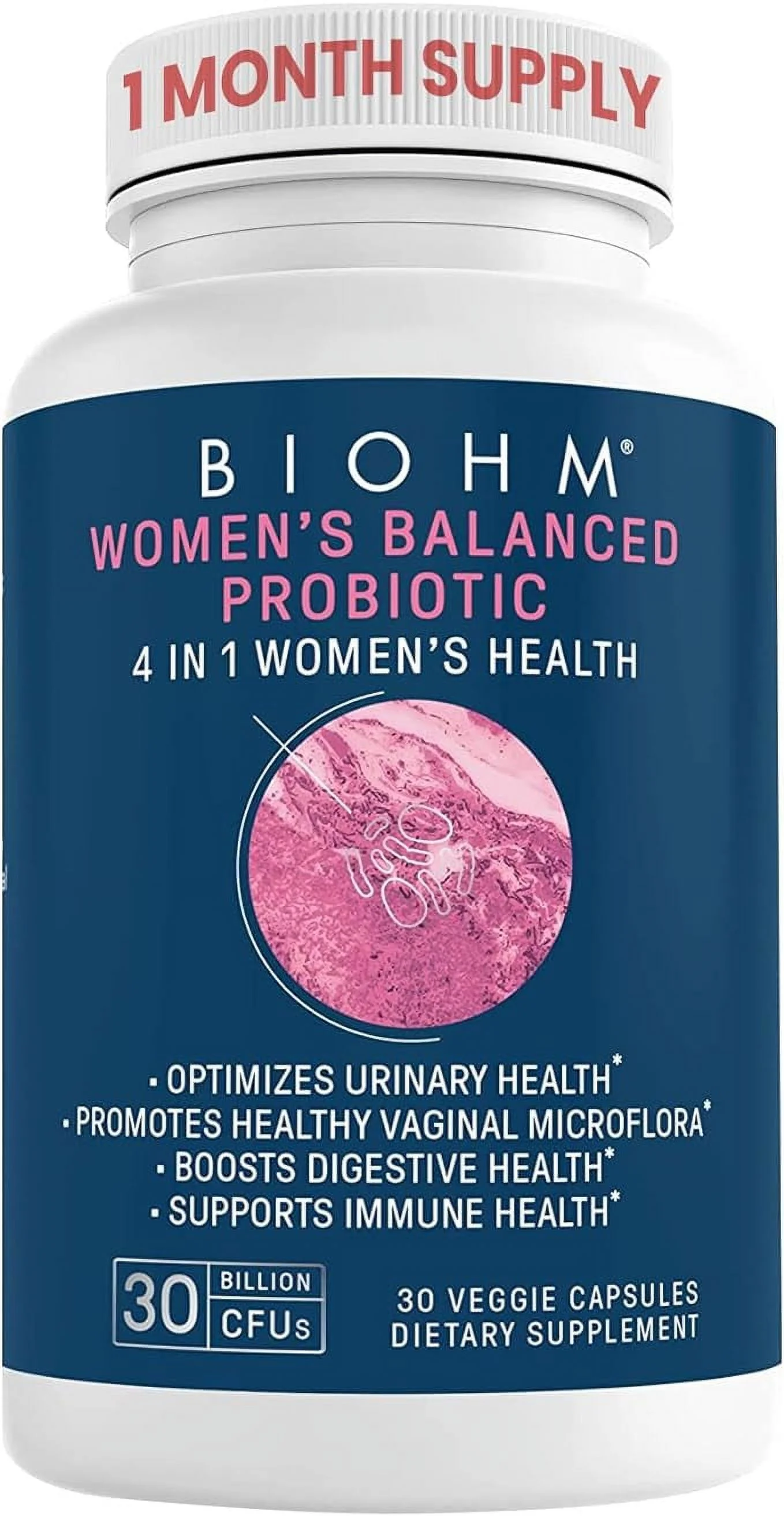 Biohm Womens Balanced Probiotic Capsules For Vaginal Health, 30 Ea, 6 Pack