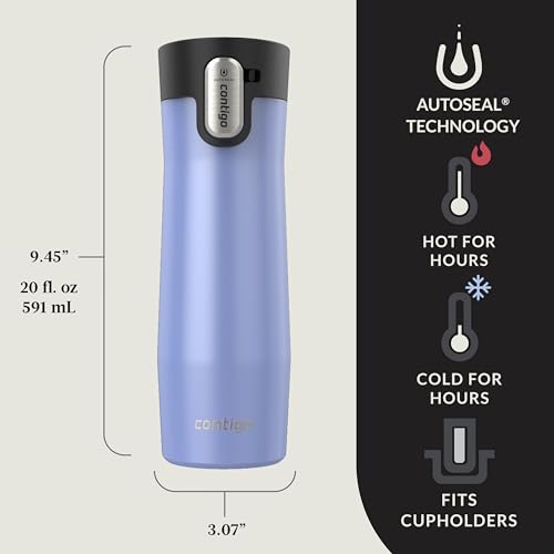Contigo AUTOSEAL West Loop Vacuum-Insulated Stainless Steel Travel Mug with Easy-Clean Lid 20 oz Sake