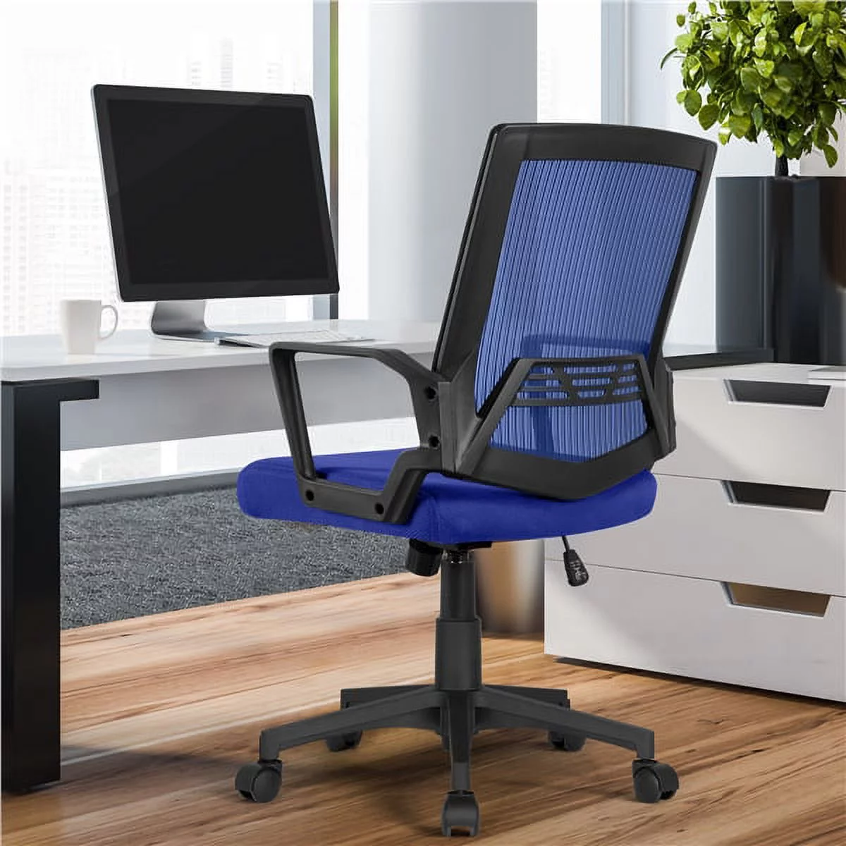 Topeakmart Mesh Office Chair Ergonomic Height Adjustable Computer Chair with 360° Rolling Casters Blue