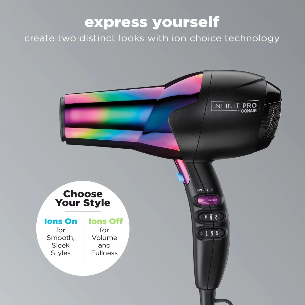 INFINITIPRO BY CONAIR Rainbow Hair Dryer with Concentrator and Diffuser 490R