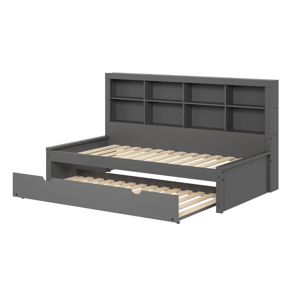 Twin Bookcase Day Bed in Dark Grey