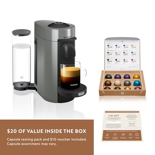 Nespresso Vertuo Plus Coffee and Espresso Maker by De'Longhi, Grey with Aeroccino Milk Frother