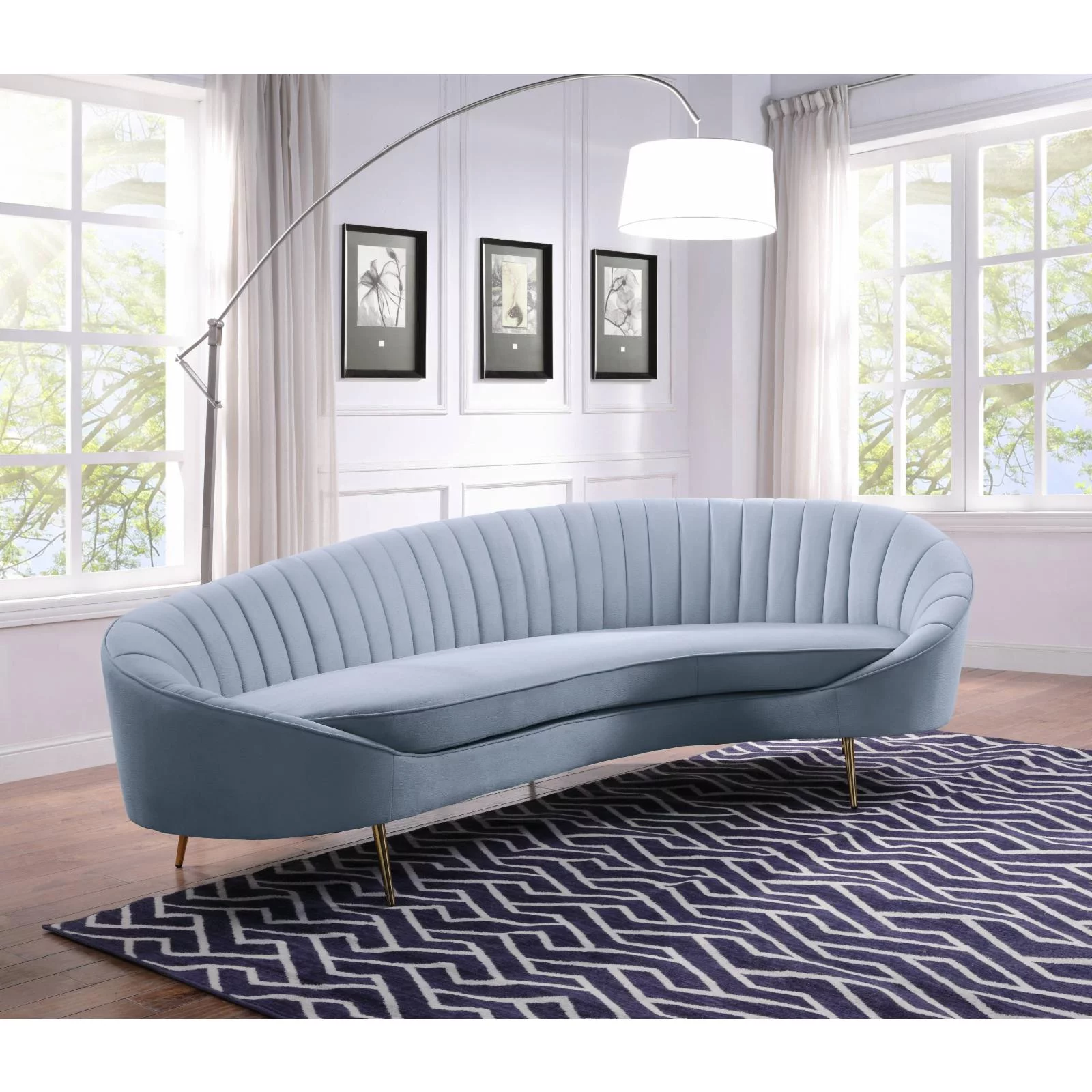 LV00204 - Sofa , Light Gray Velvet - Ballard