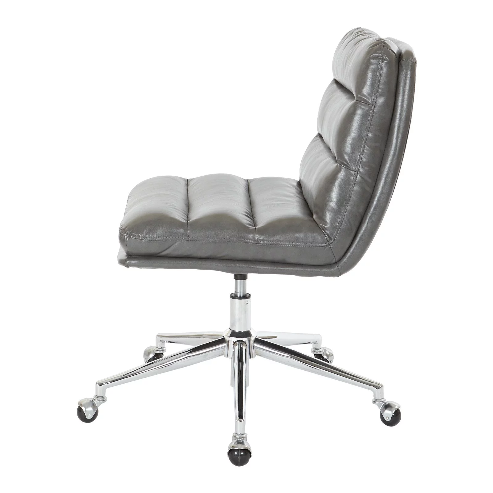 OSP Home Furnishings Legacy Office Chair in Deluxe White Faux Leather with Gold Base