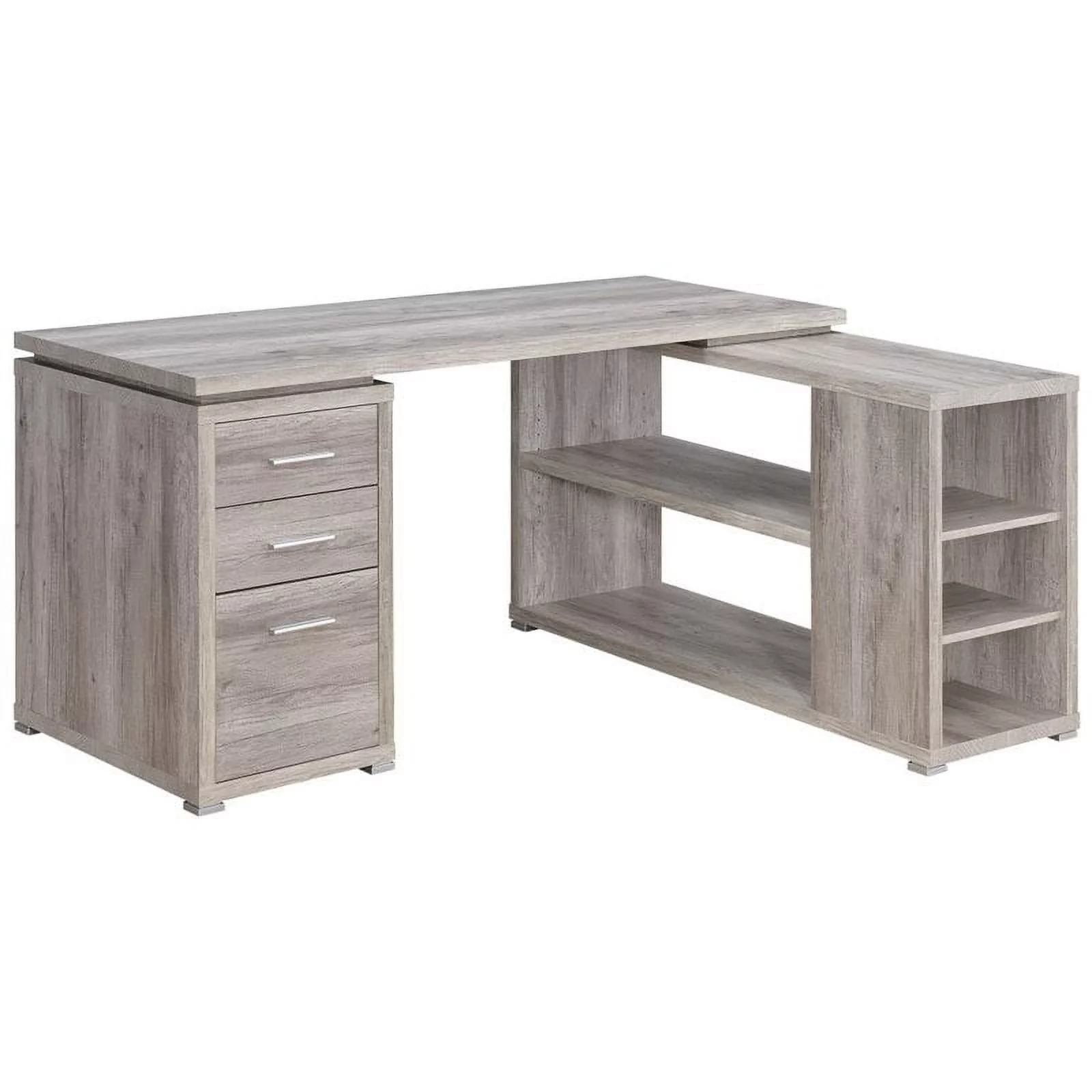 Home Square 2 Piece Set with L-Shaped Desk & Office Chair in Gray Driftwood/Gray