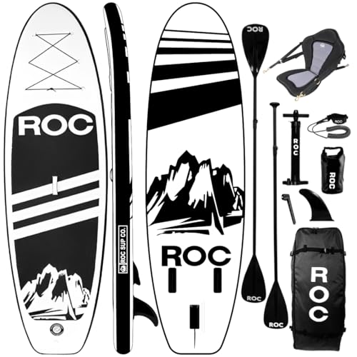 Roc Inflatable Stand Up Paddle Boards with Premium SUP Paddle Board Accessories, Wide Stable Design, Non-Slip Comfort Deck for Youth & Adults
