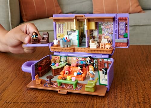 Polly Pocket Friends Compact Playset with 6 Character Dolls & 9 Accessories, Coffee Cup Exterior, Collectible Toy