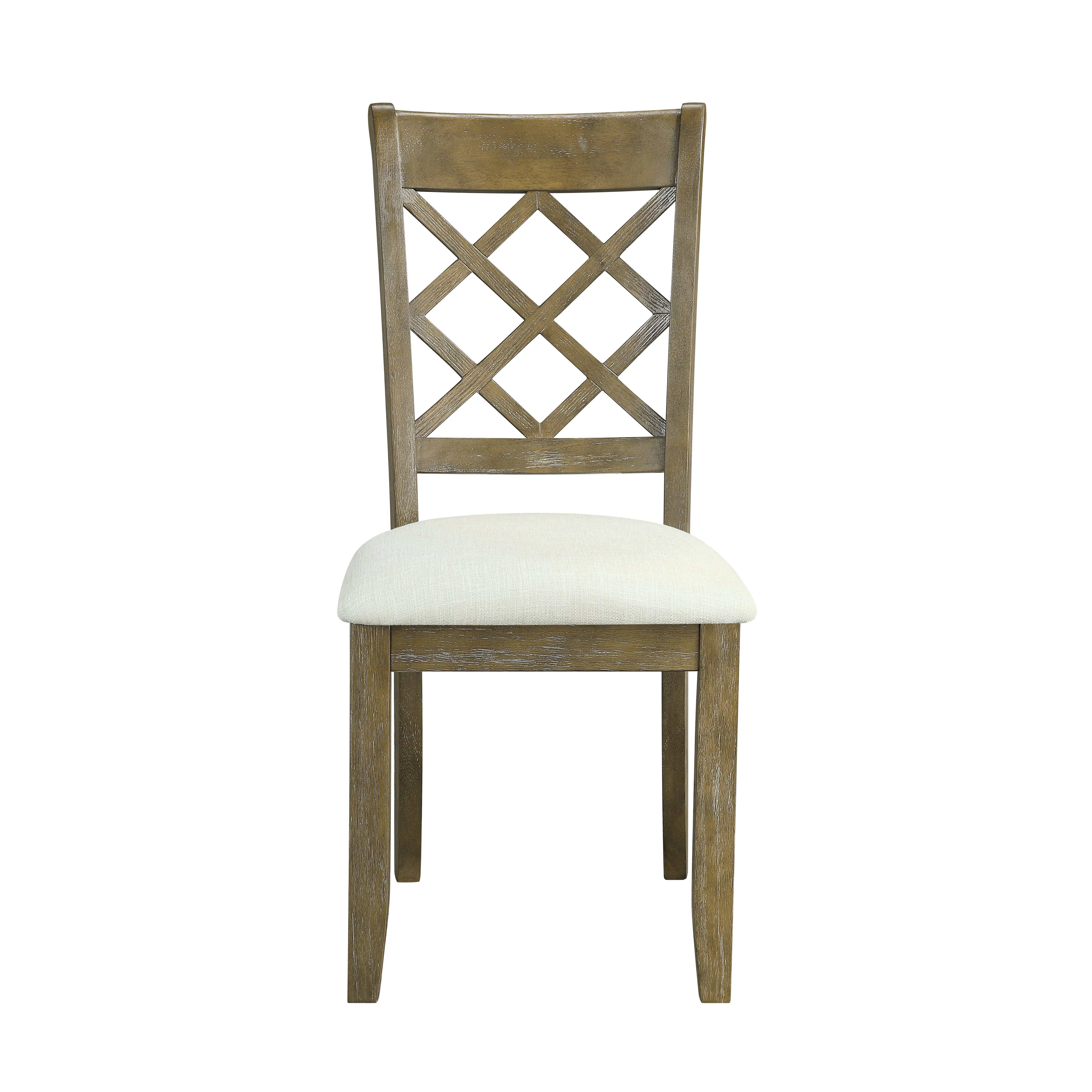ACME Karsen Wooden Upholstered Side Chair in Beige Linen and Rustic Oak
