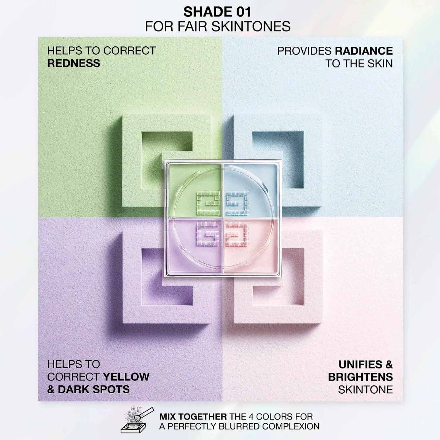 Givenchy Prisme Libre Mat Finish & Enhanced Radiance Loose Powder 4 In 1 Harmony - # 1 Mousseline Pastel  4x3g/0.105oz