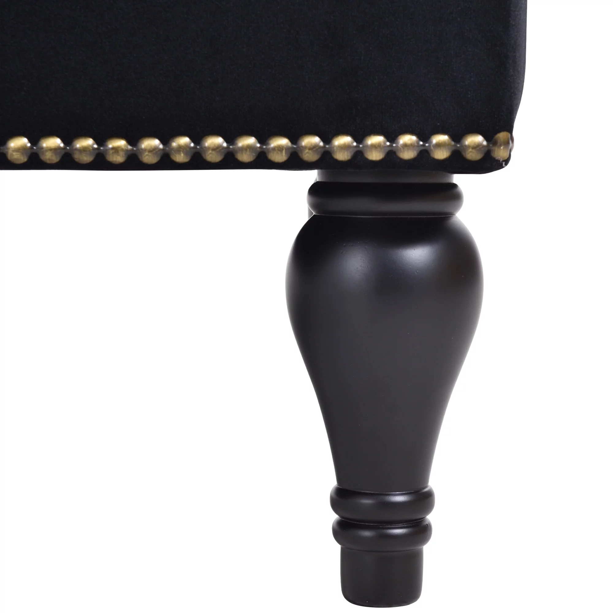 Bellemave Velvet Chaise Lounge, Button Tufted Right Arm Facing Lounge Chair with Nailhead Trim & Solid Wood Legs, Sleeper Lounge Sofa (Black)