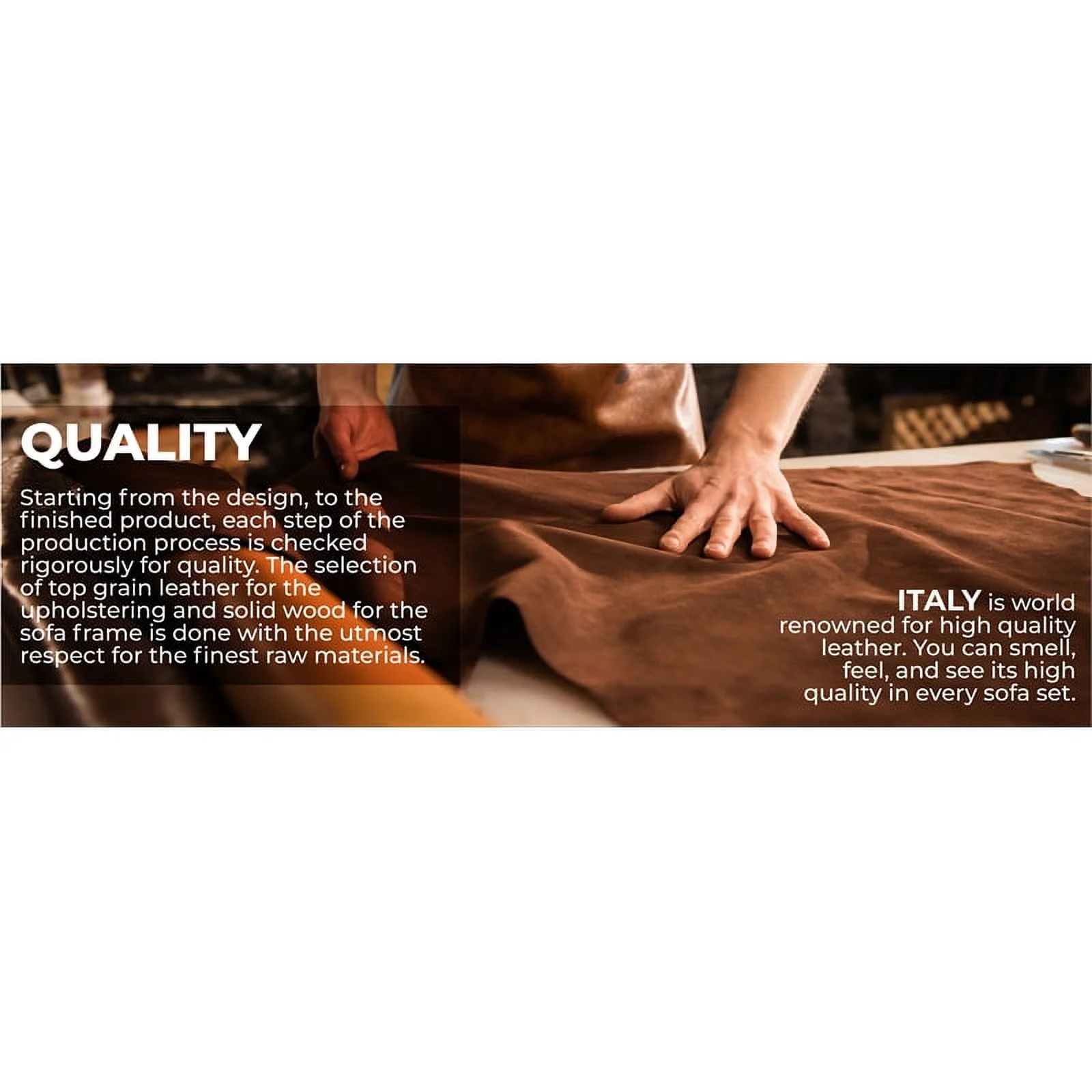 Titan Furnishings Transitional Italian Top Grain Leather Sectional White