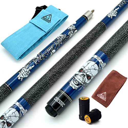 CUESOUL 58 inch 19/20/21 oz 1/2 Maple Pool Cue Stick Kit-Rockin Series