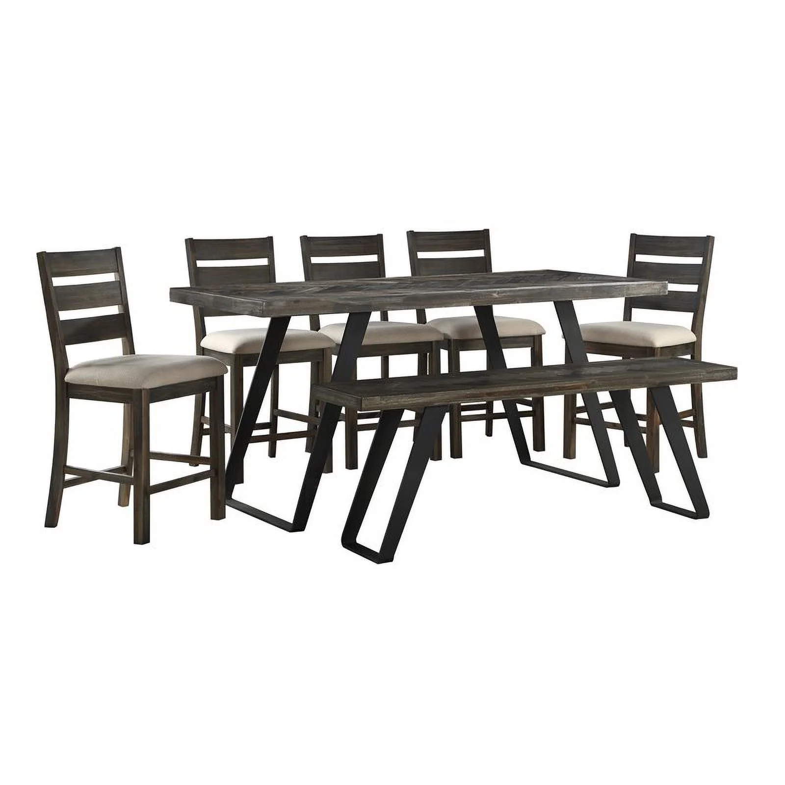 Pemberly Row Aspen Court Wood Herringbone Counter Height Dining Table