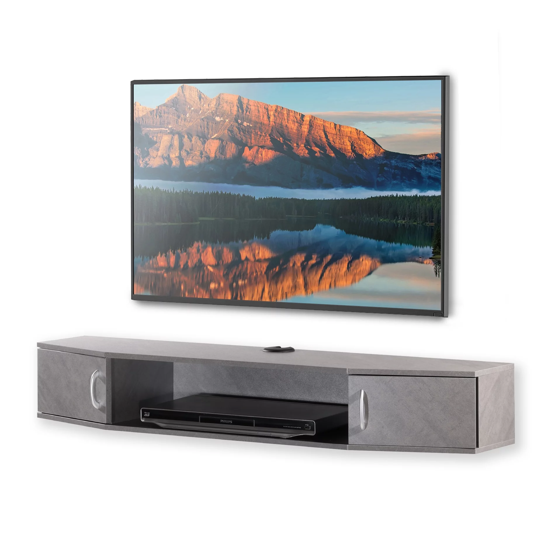 Floating TV Stand Gray Wall Media Console Shelf