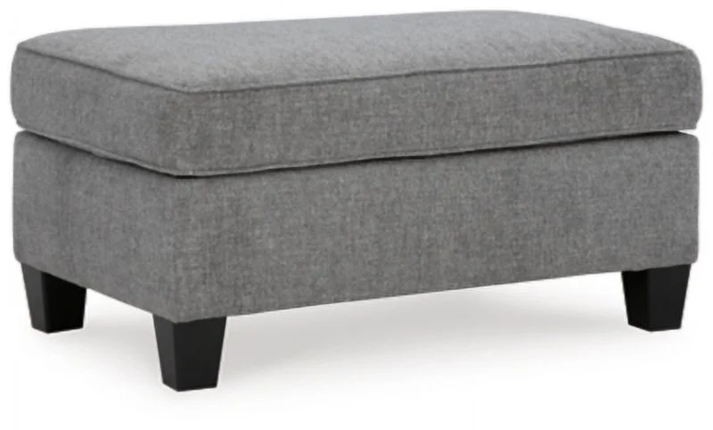 Benchcraft Contemporary Mathonia Ottoman Chenille Smoke
