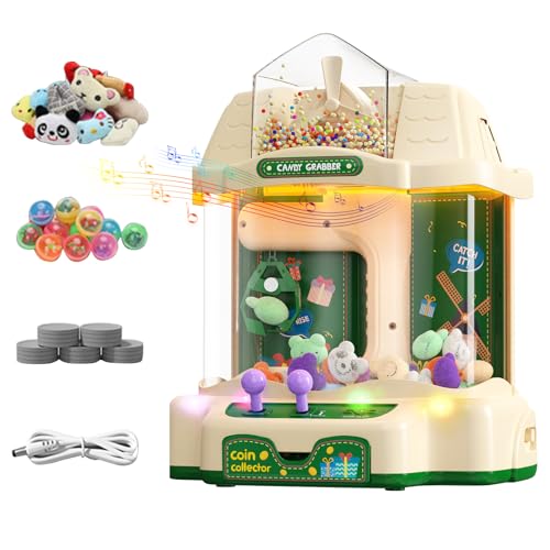 Pinwheel Claw Machine for Kids Large with Toys Inside, Mini Vending Machine Candy Prize Grabber with LED Light & Adjustable Music, Arcade Games Machines for Home 3+ Year Old Boys and Girls