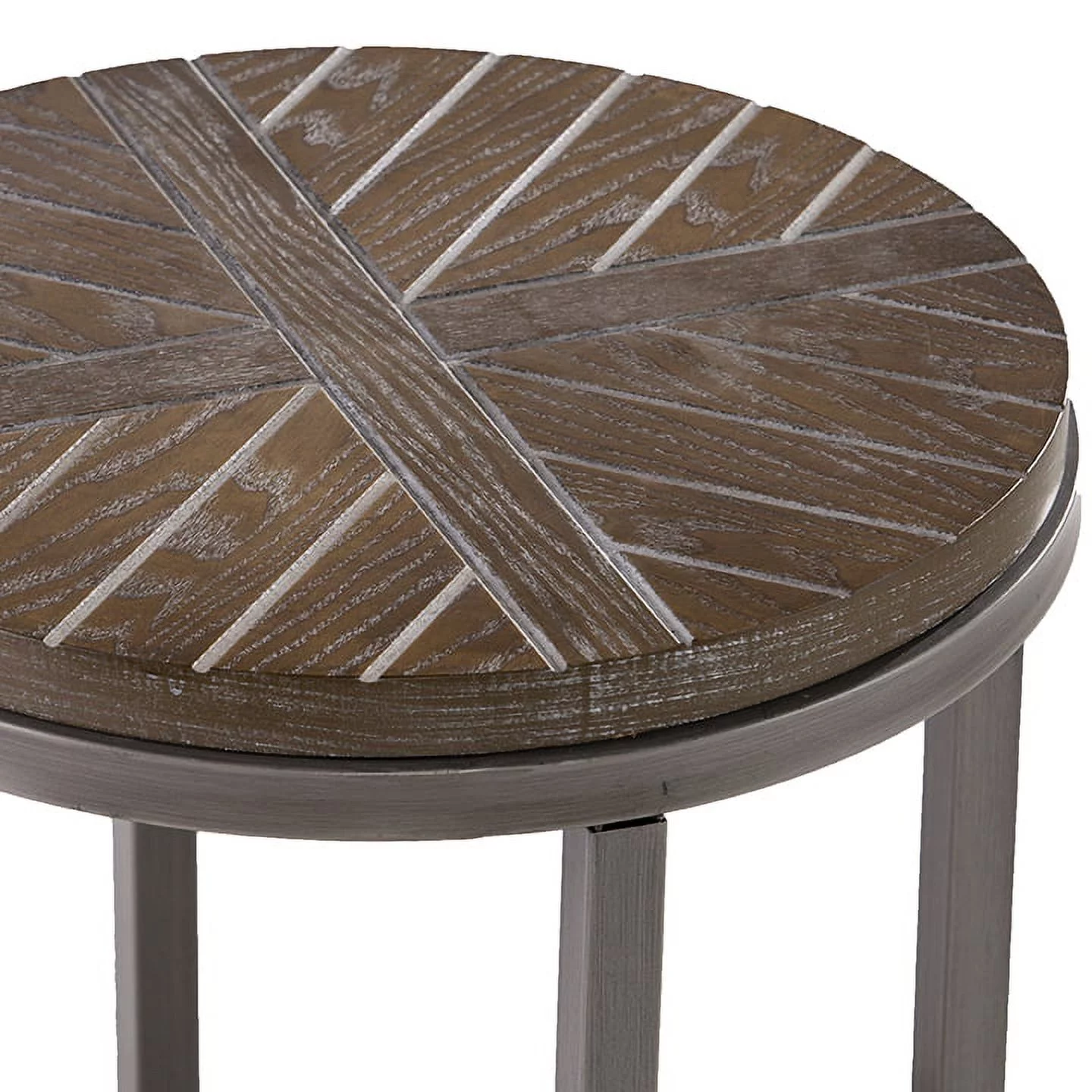 Southern Enterprises Archlyn Round End Table, Gray/Oak