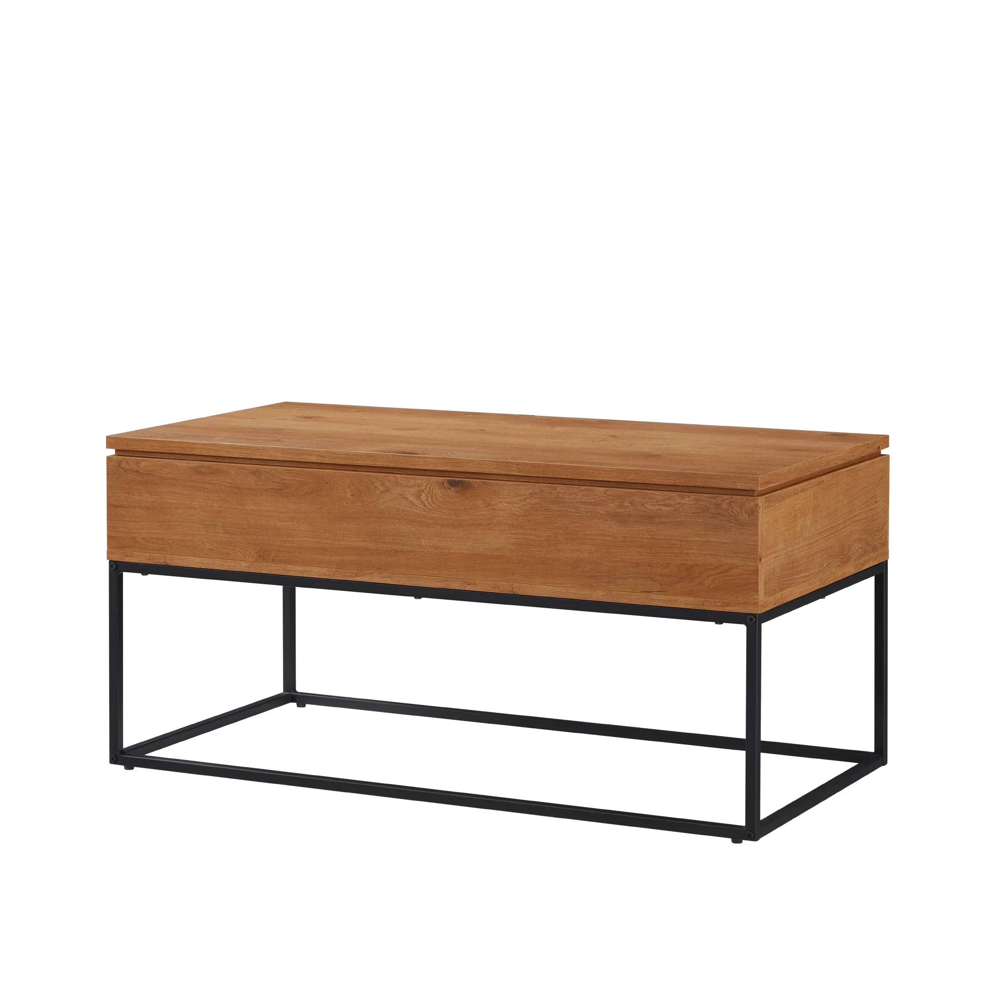 Walker Edison Modern Wood and Metal Lift-Top Coffee Table, English Oak