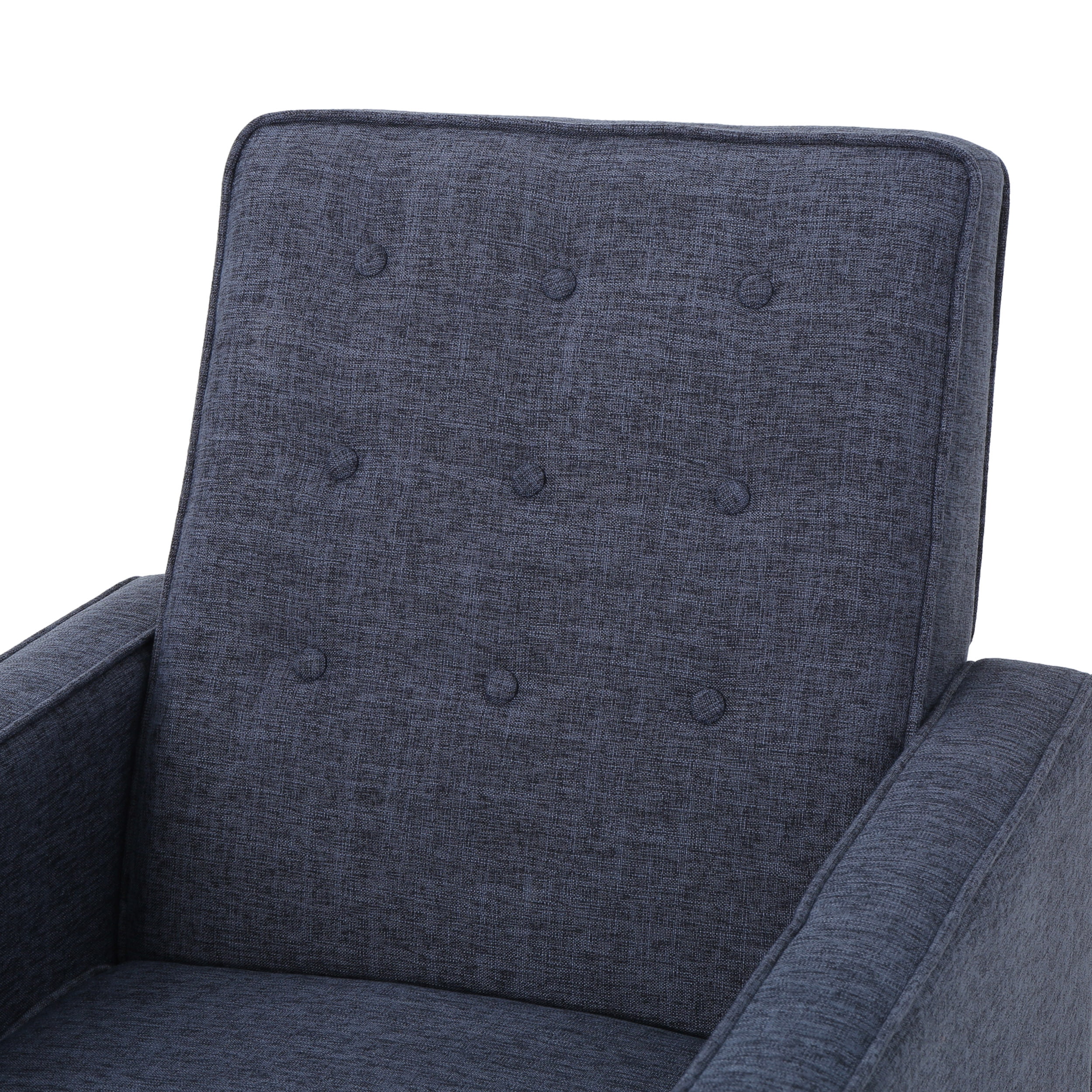 Noble House Marrin Mid Century Modern Dark Blue Fabric Recliner (Set of 2)