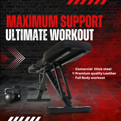 Adjustable Weight Bench - Professional Grade Fitness Equipment for Full Body Workout. Larger Size, Heavy-Duty Steel Construction, 8-Position Backrest, Foldable Design, Ready to Use