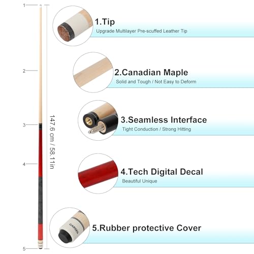 4 Pieces Pool Cue Stick 58 inch 18 oz 19 oz 20 oz 21 oz Billiard House Bar Pool Stick