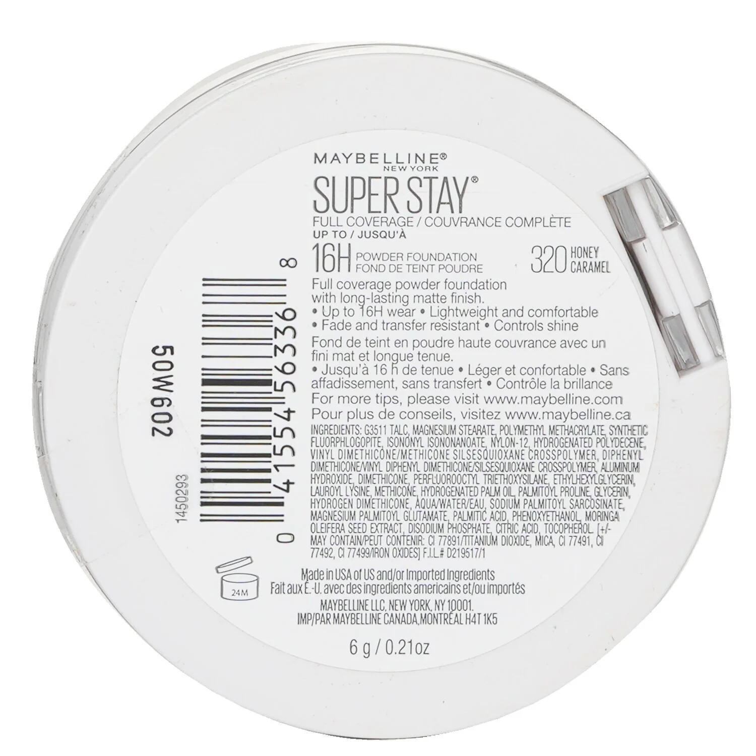 Maybelline Super Stay Full Coverage Powder Foundation - # 320 Honey Caramel  6g/0.21oz